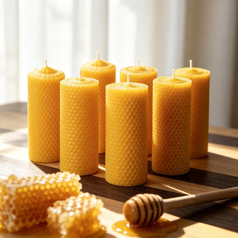 Beeswax Taper Candle - 6 bougies en forme de pilier,