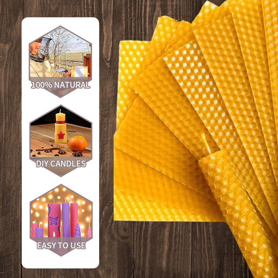 Beeswax Taper Candle - Feuilles de cire d'abeille naturelle, 10/20/30