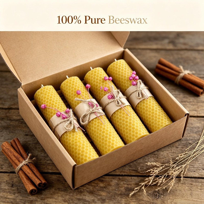 Lot de 4 bougies en cire d’abe - Beeswax Taper Candle avis et prix