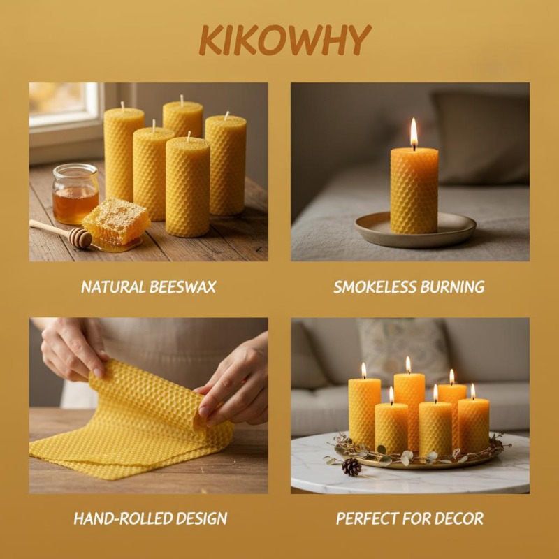 6 bougies en forme de pilier,  - Beeswax Taper Candle avis et prix