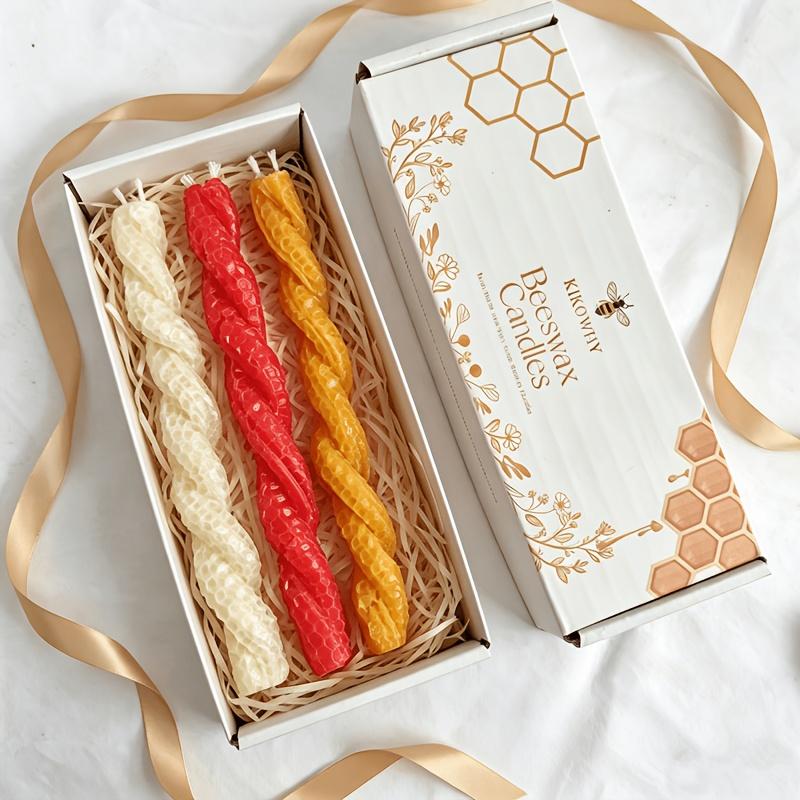 Ensemble cadeau de 3 bougies c - Beeswax Taper Candle avis et prix